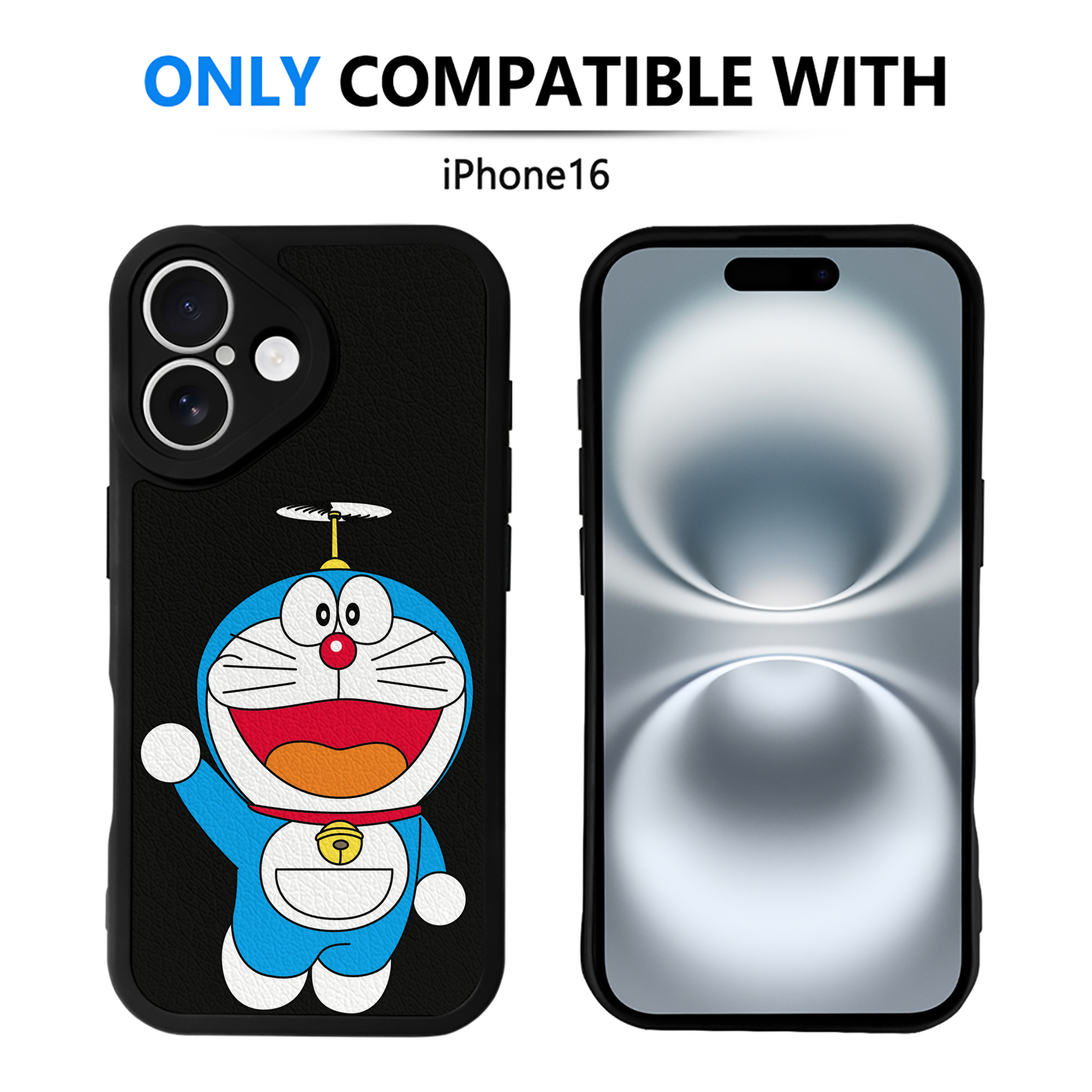 （画像用） ドラえもん Doraemon 【iPhone 16シリーズ対応】シリコンスマホケース（レザー調） 材質：シリコン